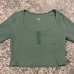 PAC ribbed green long sleeved crop top